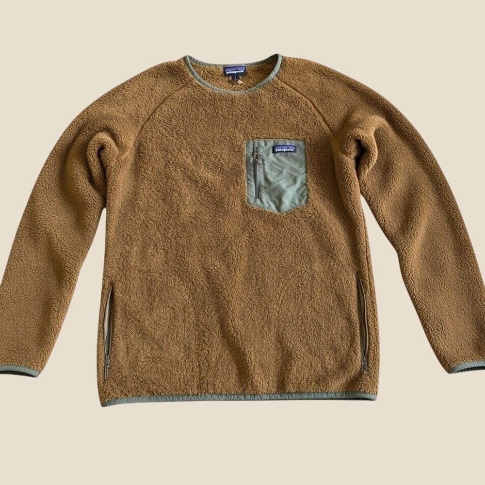 Patagonia Los Gatos Crew Fleece Pullover Mens Large Brown 25895 Worn Wear